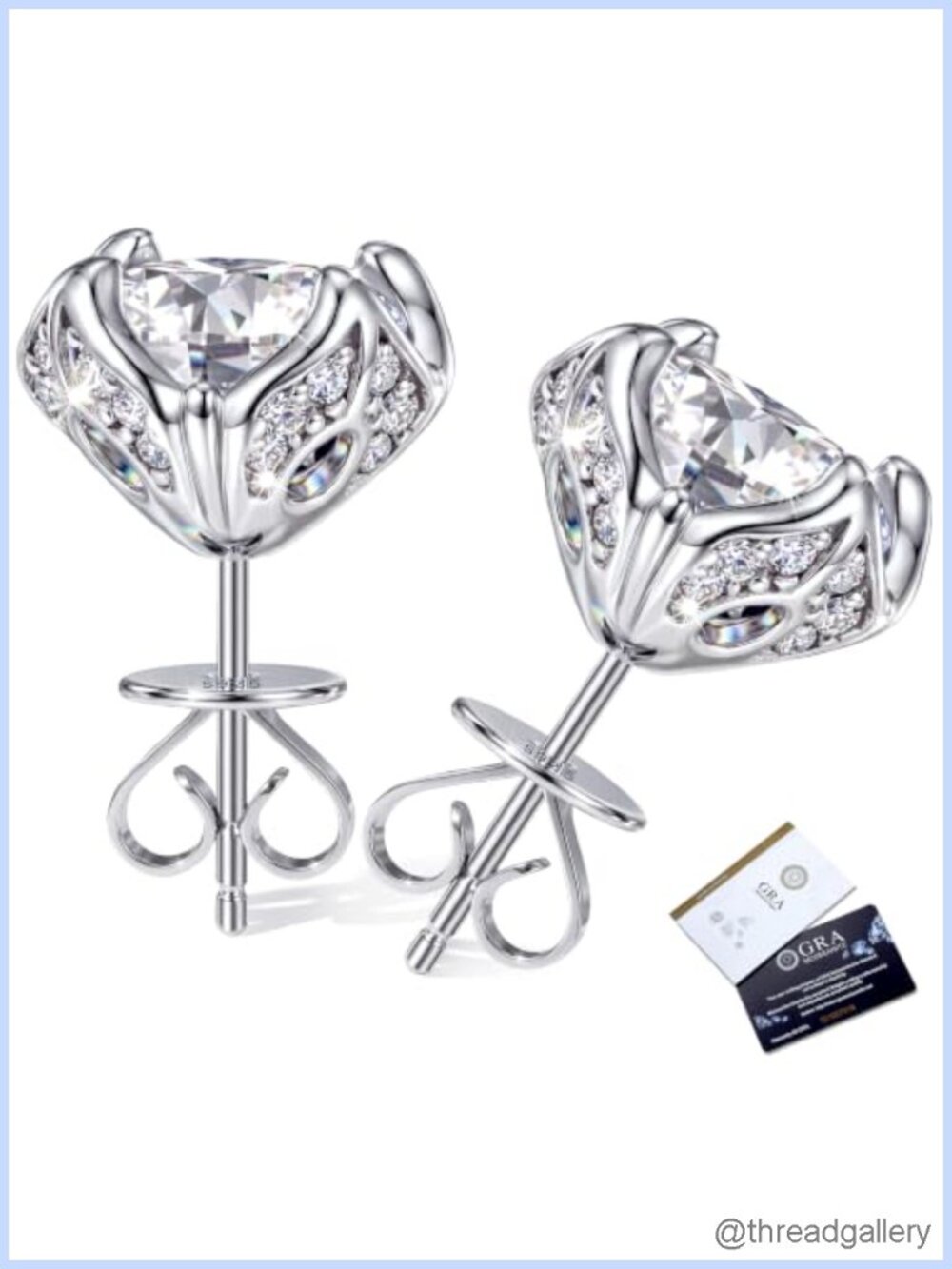 Moissanite Stud Earrings 18K White Gold Plated 925 Sterling Silver
